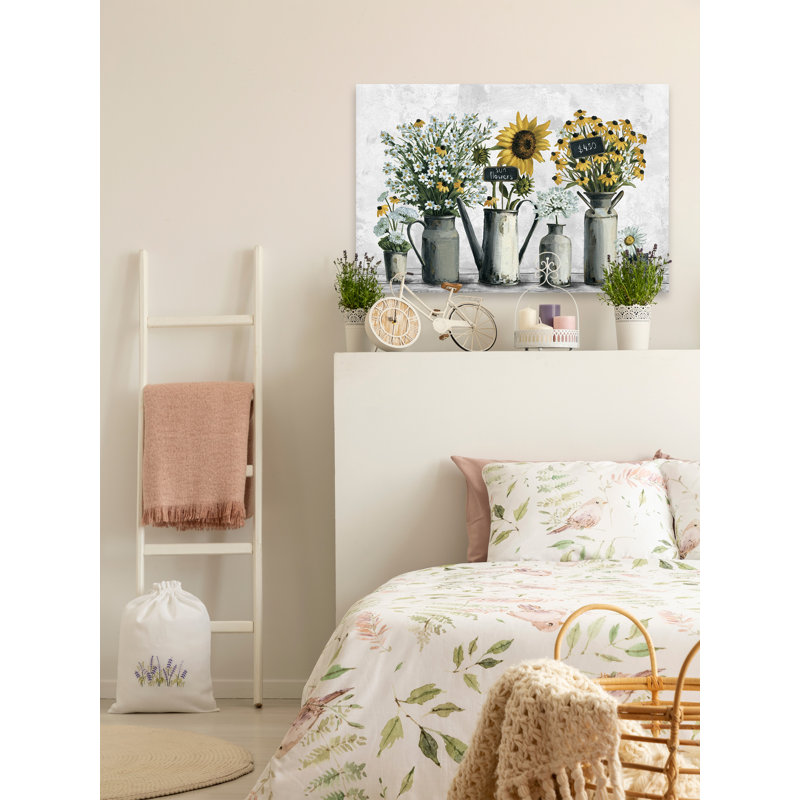 Tin Can Flowers - Wrapped Canvas Painting, 66cm H x 101cm W x 3.81cm D