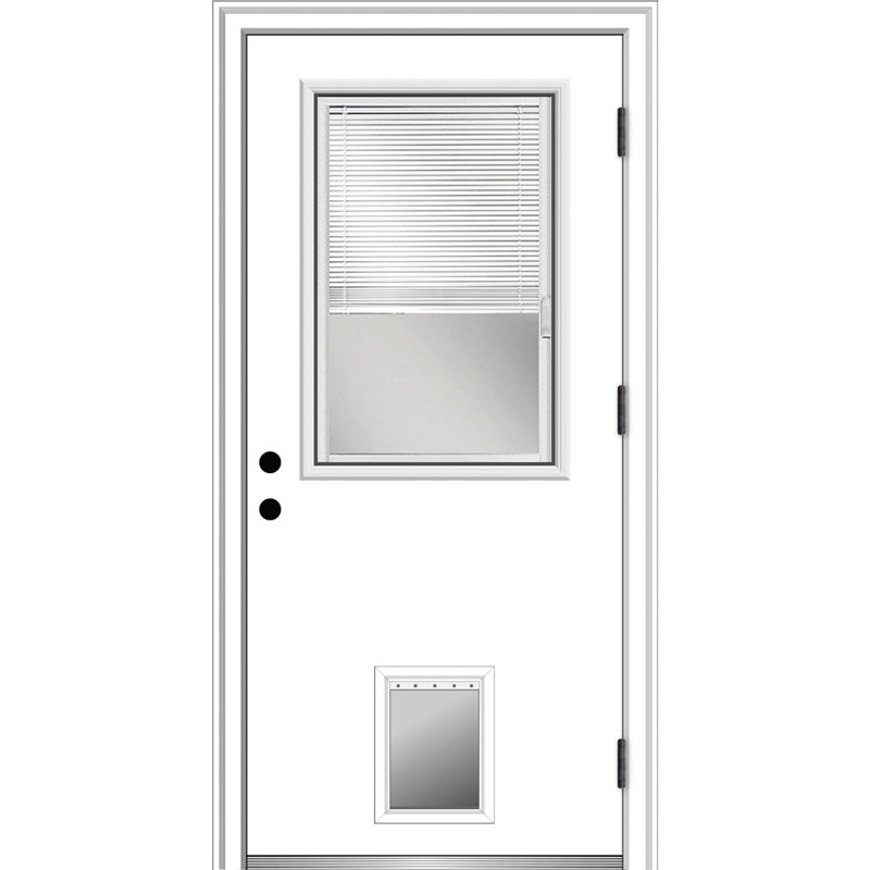 Porte d'entrée pré-suspendue en acier apprêté, S'ouvre à gauche vers l'extérieur, H 80 po x l 30 po x P 1,75 po, 4,56 po