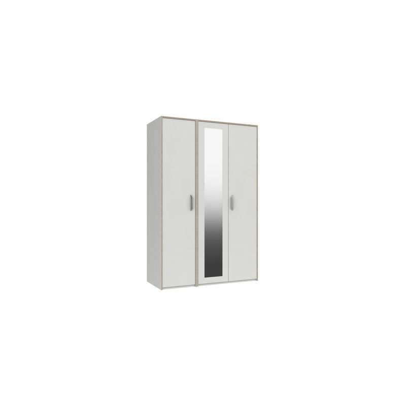 Zakariyah 3 Door Manufactured Wood Wardrobe, White