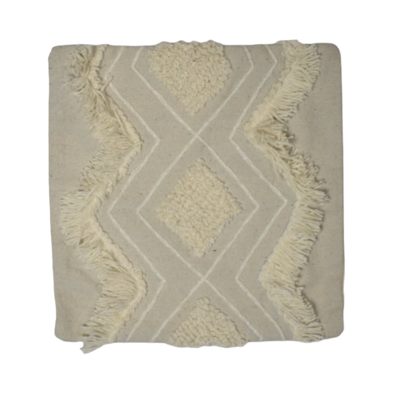 Jacob Geometric Cream Square Throw Cushion