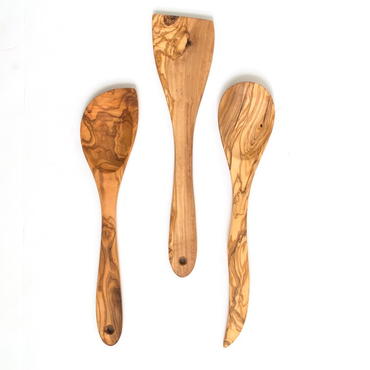 Olive Wood Kitchen Utensils, Set of 3