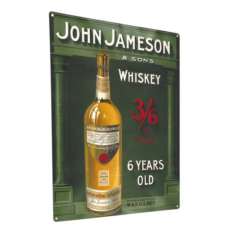 «Whiskey», impression sur métal par Jameson, H 23,2 po x l 17,2 po x P 0,04 po