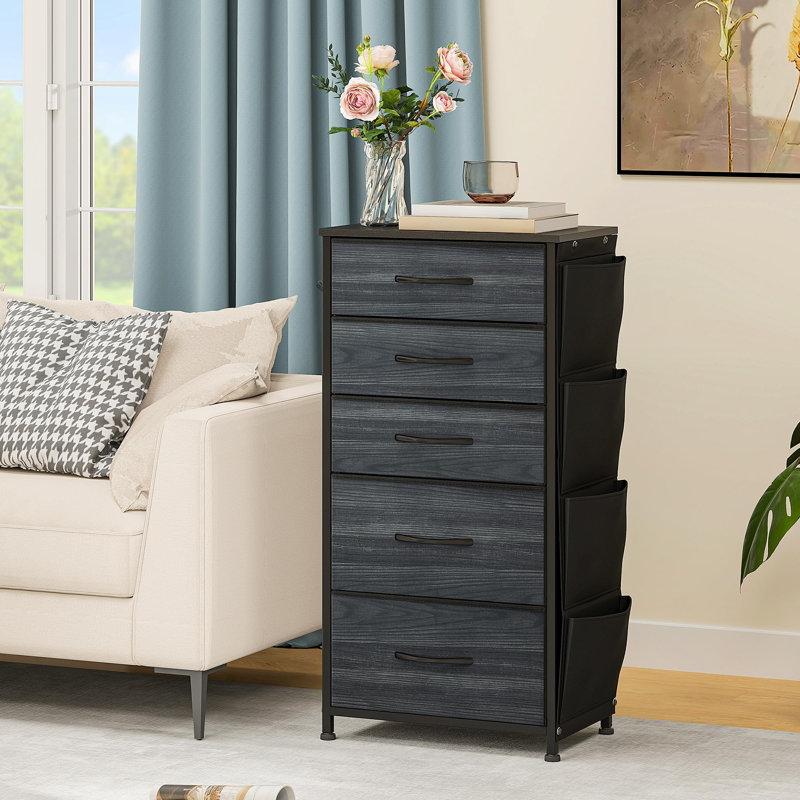 5 Drawer Storage Drawer, Black
