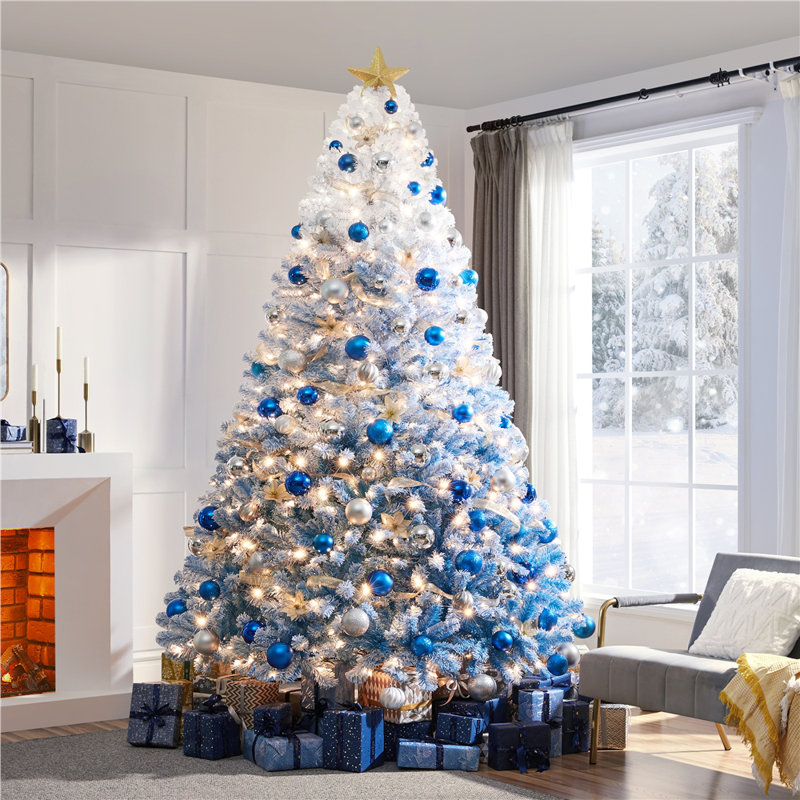 Arbre de Noël artificiel floqué Lake Lake, 9', Illuminée