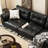 Black Genuine Leather Modular Sofa cushion couch