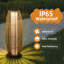 Lanterne solaire sur pied en rotin tressé, haute, étanche IP65, lampe d'ambiance extérieure, double chargement solaire et USB, autonomie de 10 à 12 heures, lampe décorative autoportante pour patio, jardin ou terrasse.