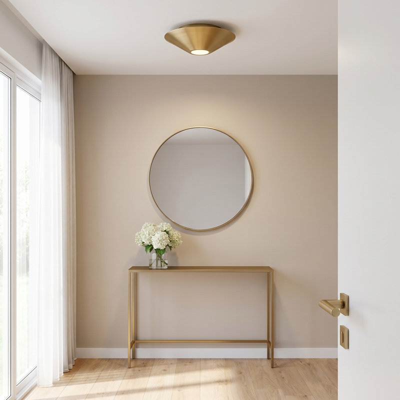 Bergen 1 - Light LED Flush Mount, Burnished Brass, 2.5" H x 8.375" W x 8.375" D, Undefined