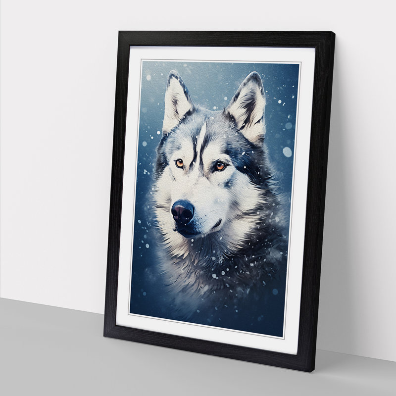 Husky Digital No.2 - Framed Print, 34cm H x 25cm W x 2cm D, Black Framed