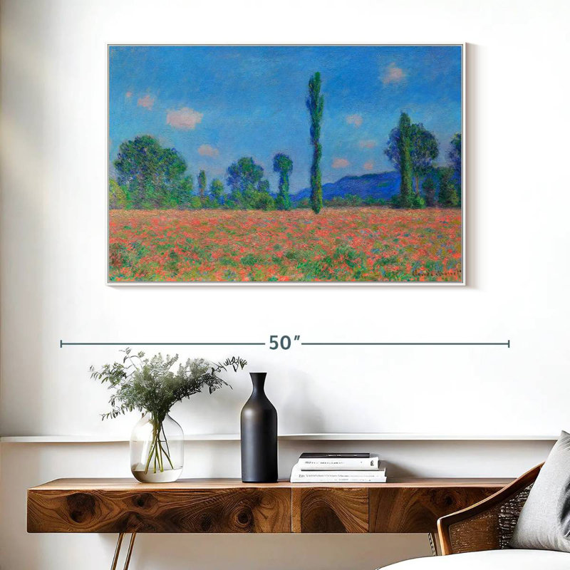 Champ de coquelicots, Giverny, 1891, Cadre flottant blanc, 40 po x 27 po