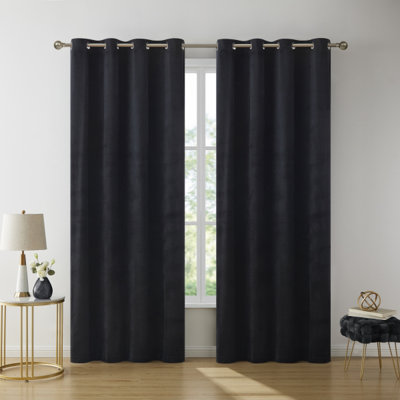 Pleze Velvet Semi Sheer Curtain Pair
