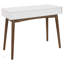 White And Walnut 1-Drawer Writing Desk With Ample Storage, Perfect For Modern Home Workstations