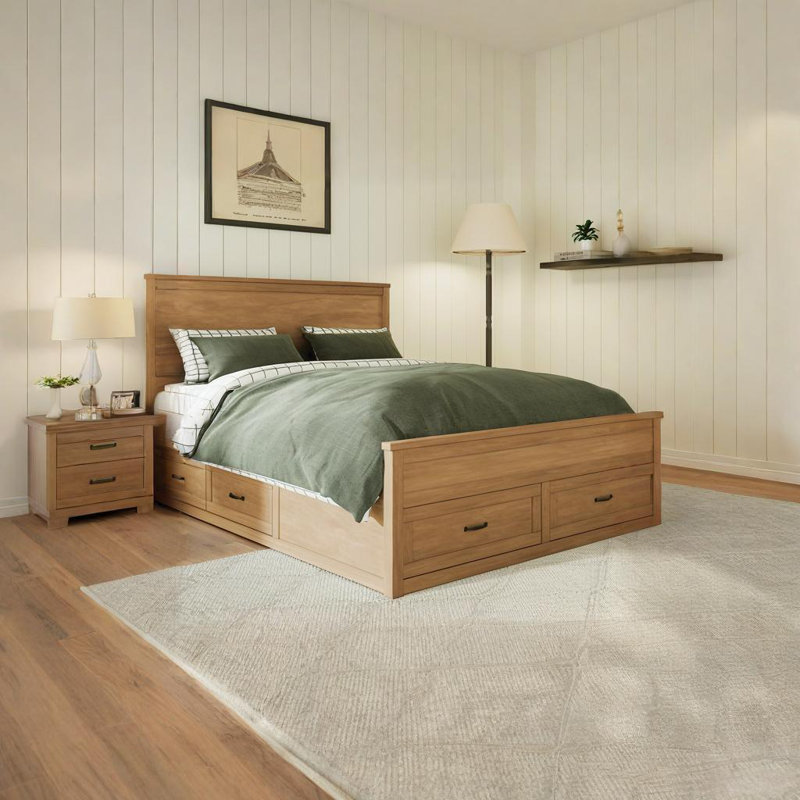 Grand lit avec rangement en bois, Bois