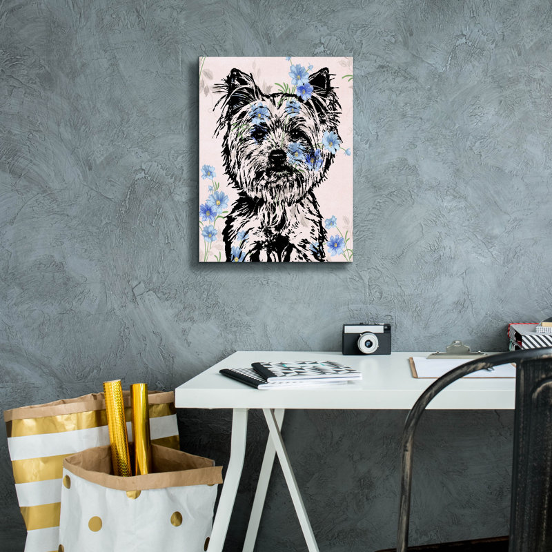 «Straight On Yorkie» par Dean Russo, art mural sur toile, H 16 po x l 12 po x P 0,75 po