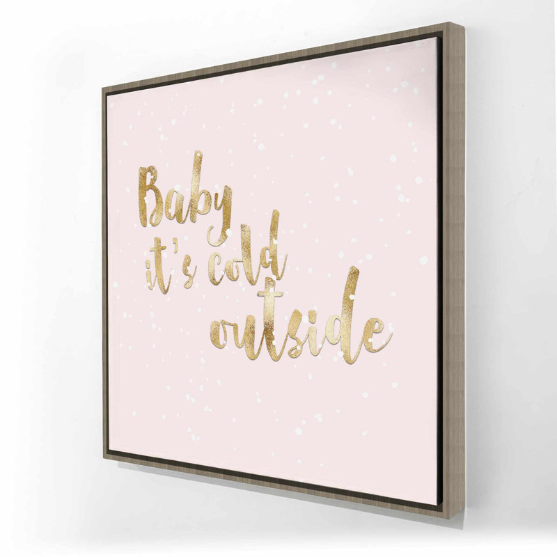«Baby It's Cold Out» - décor de toile encadrée romantique rose, Brun