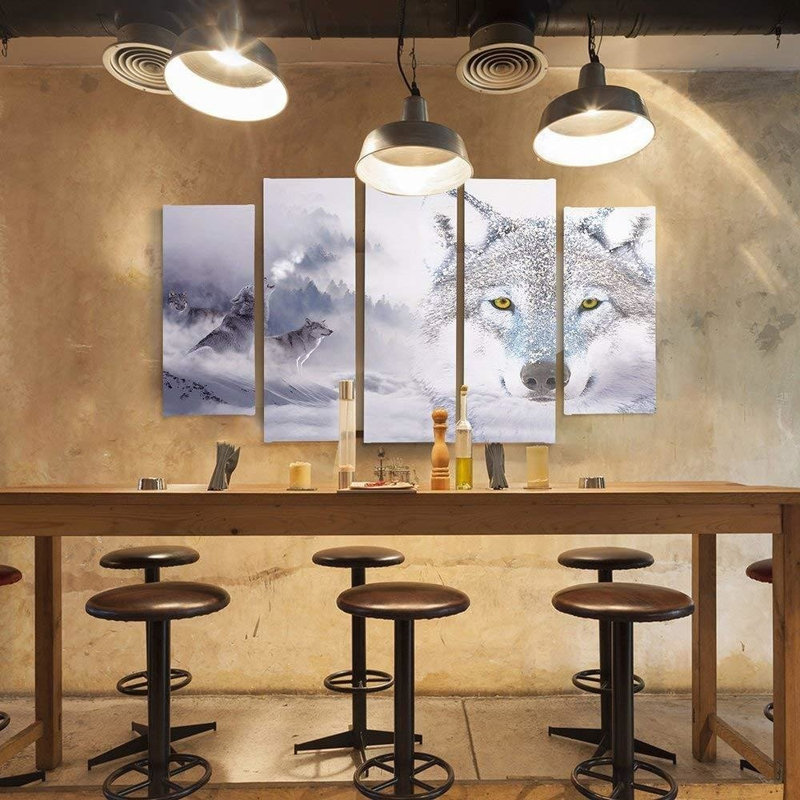 Grey In The Fog, Forest - 5 Piece No Frame Print on Canvas, 70cm H x 100cm W