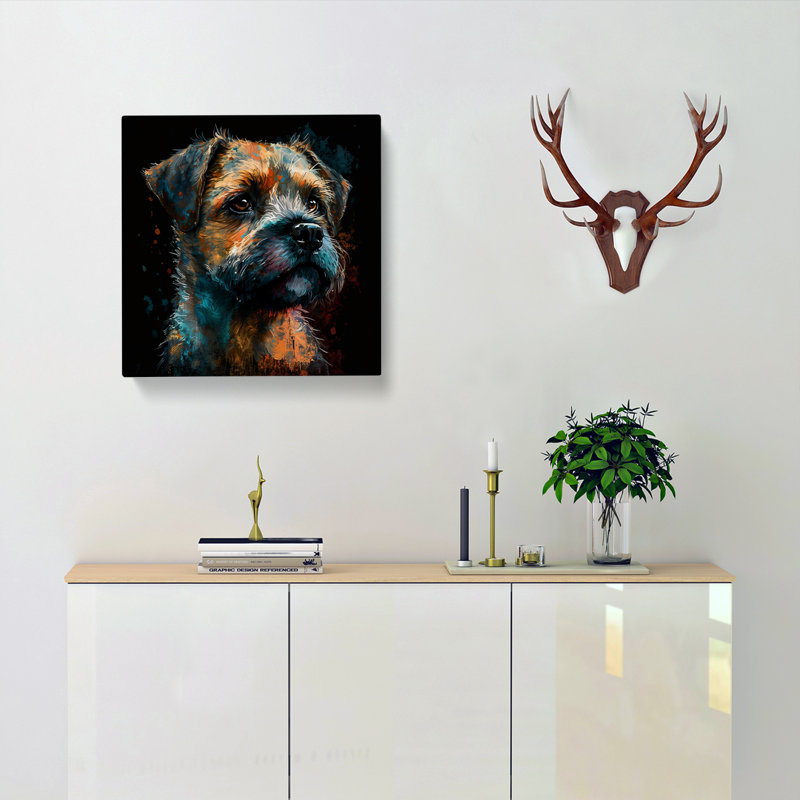 Border Terrier Palette Knife Painting No.1 - Print, 35cm H x 35cm W x 3cm D