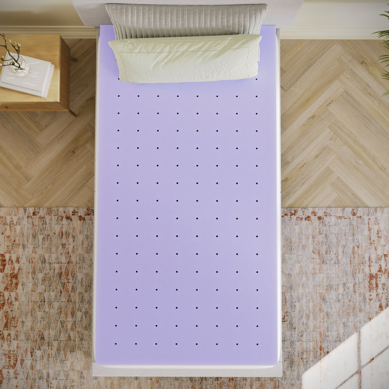 Shardia Lavender Infused Memory Foam Mattress Topper with Ventilated Design, Twin