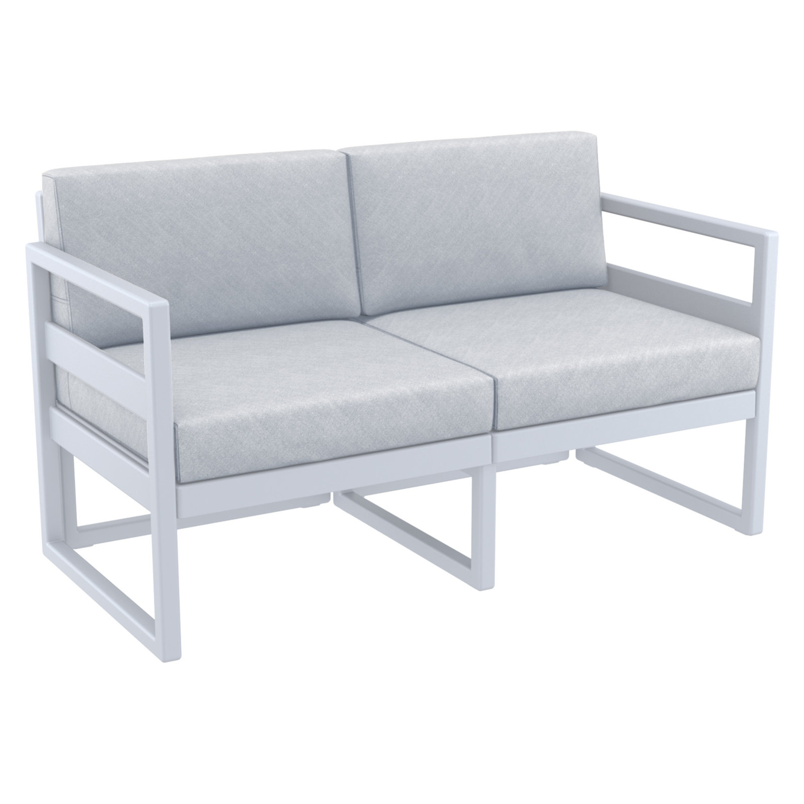 Lane 58'' Wide Straight Loveseat with Cushions, Silver/Gray, Canvas Granite Sunbrella® Canvas