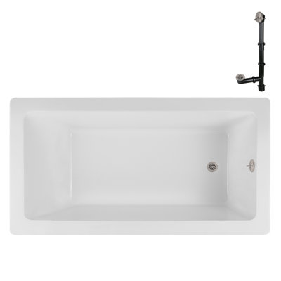 Baignoire de trempage en acrylique 66 po. X 34 po. Drain inclus