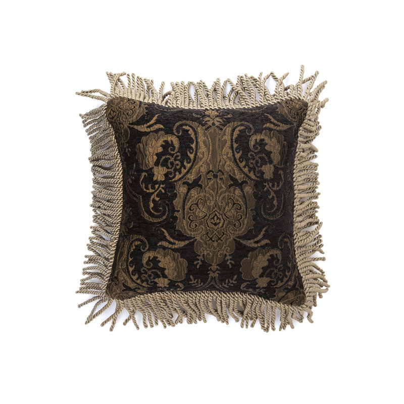 Polyester Paisley and Geometric Sham, 13" x 13", Black