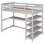 Lit mezzanine simple avec tablettes de rangement, gris