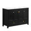 Meuble-lavabo noir 48 po avec lavabo en résine, armoire de rangement abondante - 4 portes à fermeture douce et 2 tiroirs