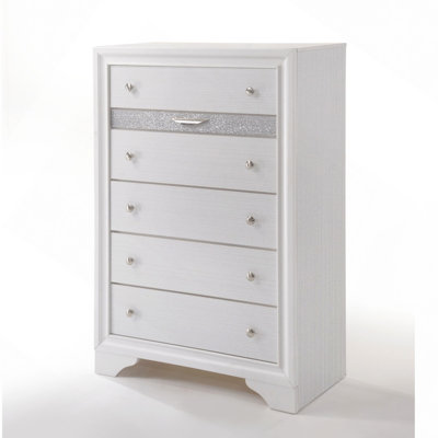 Commode à tiroirs, commode texturée élégante, rangement à 5 tiroirs avec rangement à bijoux, glissières lisses et conception peu encombrante