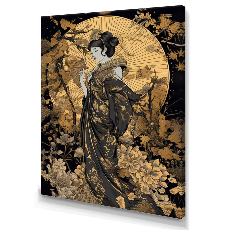 Femme japonaise élégante I - Impression sur toile, H 32 po x l 24 po x P 1 po, Toile tendue