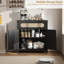 Ensemble de 2 buffets en rotin avec portes à tiroirs et armoire de rangement à tablettes réglables