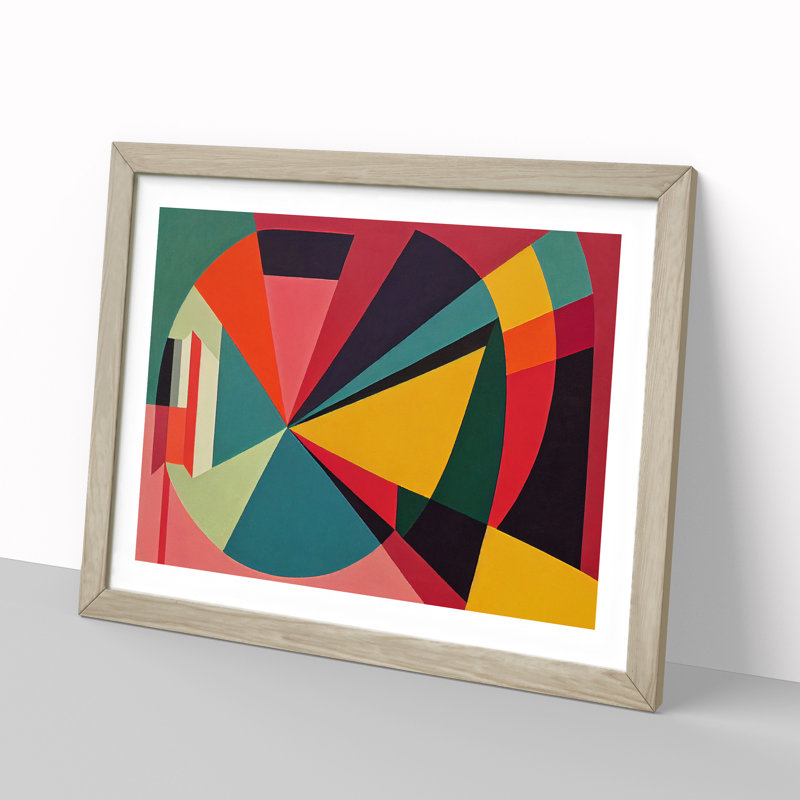 XH1022-8687X Suprematism Art Modern Vol.4 Abstract 1 Piece Single Picture Frame Painting, 25cm H x 34cm W x 2cm D, Oak