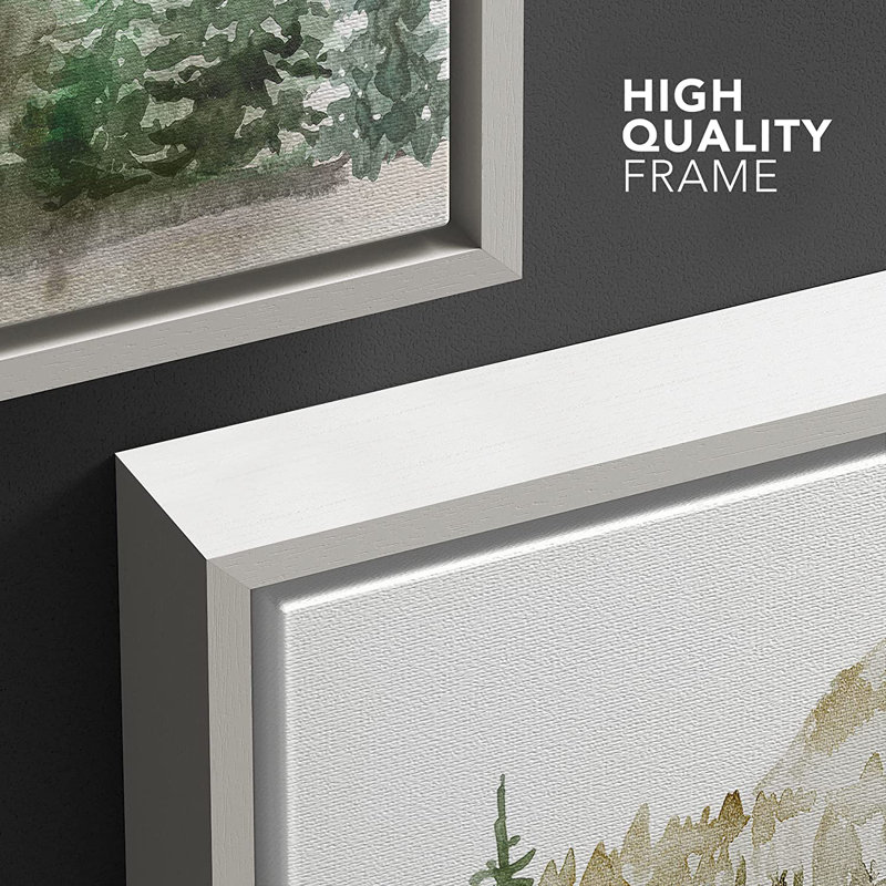 White Framed Geometric Landscape Canvas Print, 24" x 36"