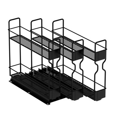 2-Tier Pull-Out Spice Rack Organizer for Cabinet, Heavy-Duty Sliding Seasoning Storage with Labels, 3 Drawers