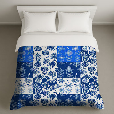 Blue White Floral Pattern Duvet Covers