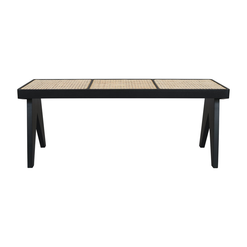 Frankie Wooden Bench With Cane Seat, Black