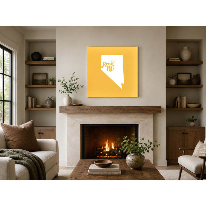 Reno Nevada - State Silhouette - Art mural sur toile, H 32 po x l 32 po