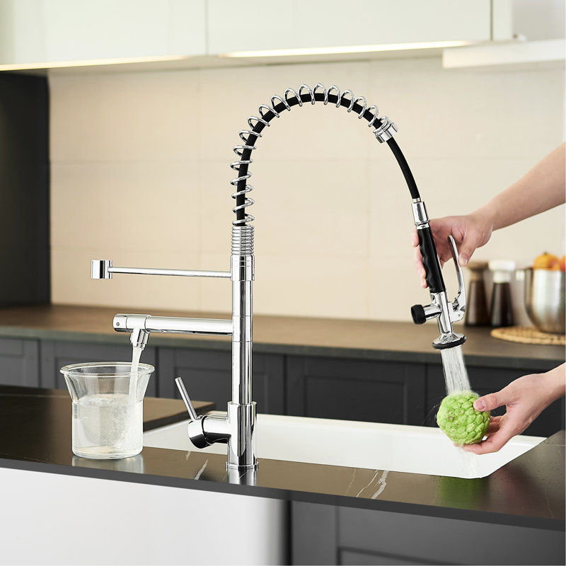 Kitchen Faucet With Pull Down , Single Lever, , 360-Degree Rotation, Stable Operation To Corrosion, Rotation