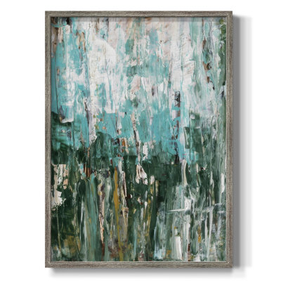 Abstract Turquoise Forest II Framed Print - Solid Wood