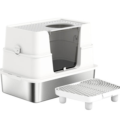 Enclosed Stainless Steel Litter Box With Dual Entrance And Filter Mechanism, Three - In One Design, Suitable For Large Breed Cats 201 Side Top Access, Multi Cat Families, Configuration Styles, Entry