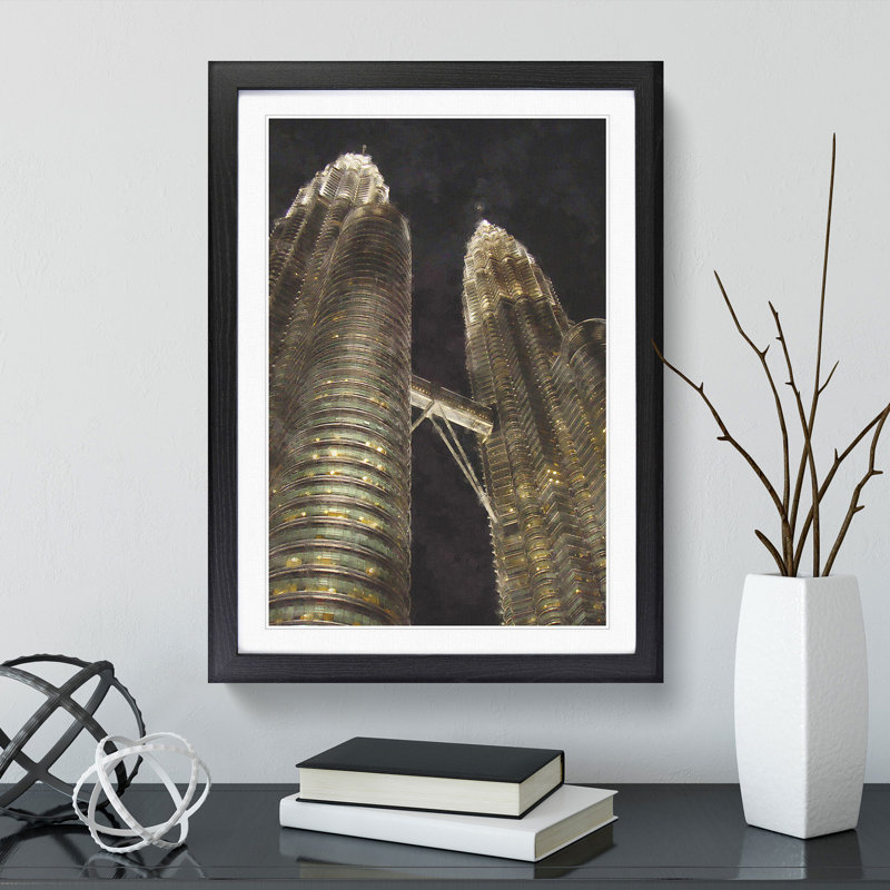 Petronas Towes in Kuala Lumpur Vol.2 - Framed Print, 65cm H x 48cm W x 2cm D, Black Framed