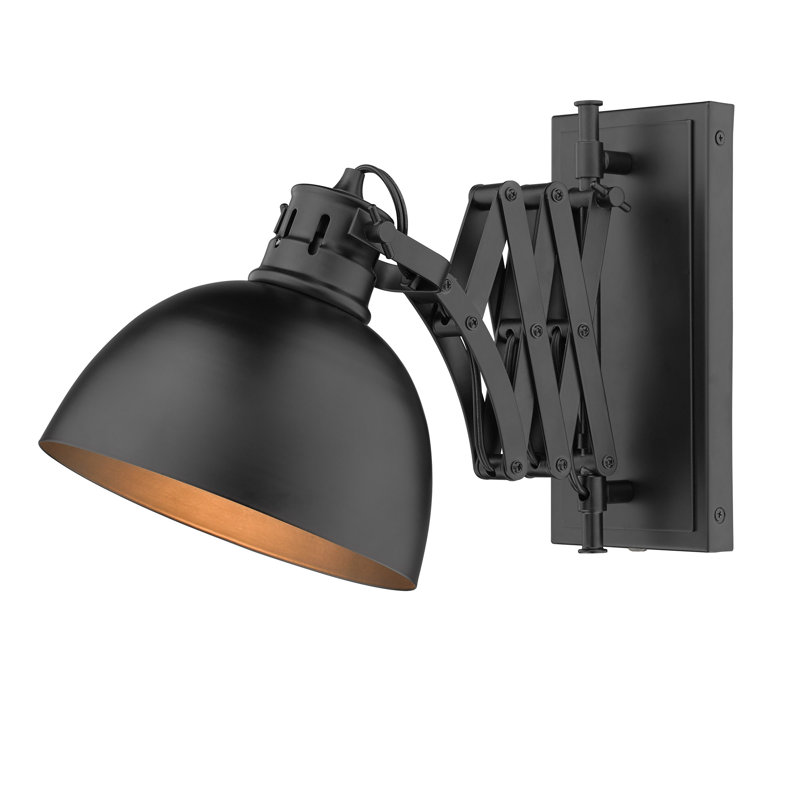 Joanie Steel Swing Arm Sconce, Matte Black, Matte Black