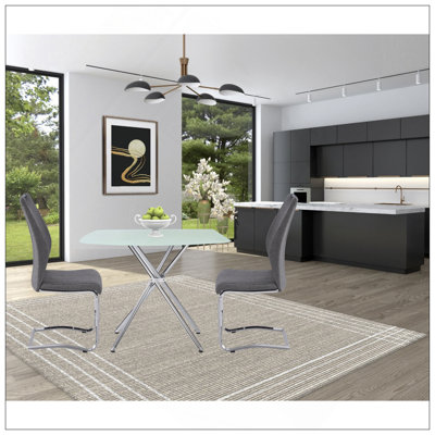 36" Square Frosted Tempered Glass Table
