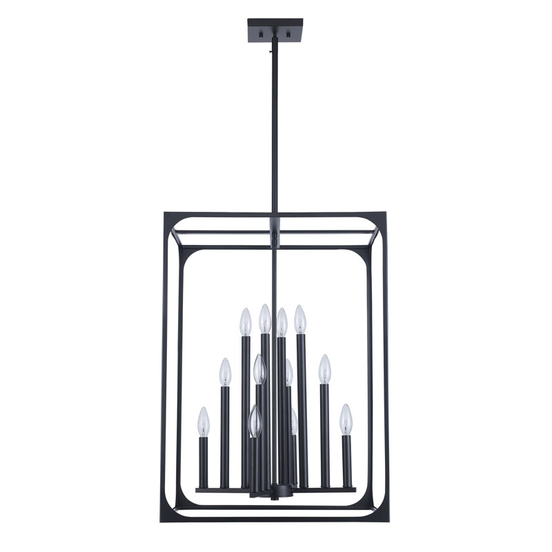 Luminaire suspendu cage 12 lumières Marieliese, Noir