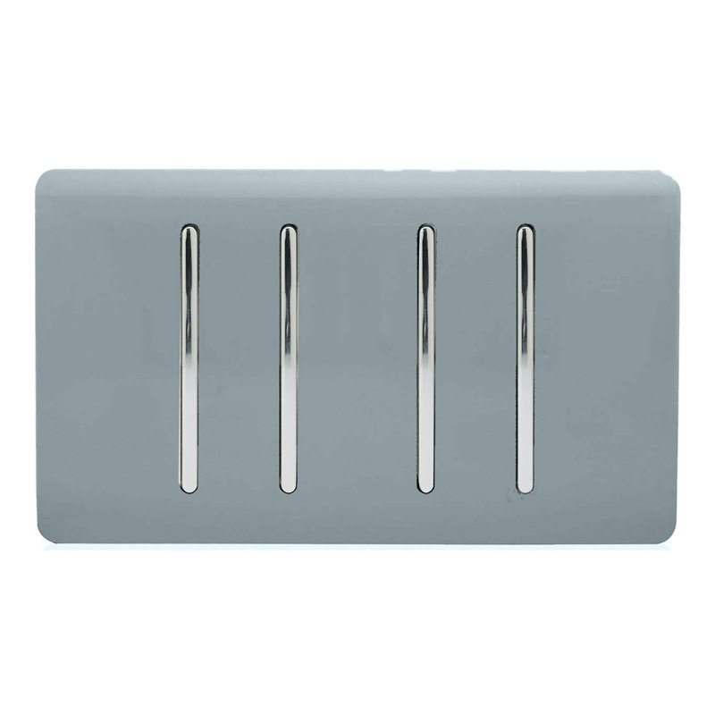 Trendi Switch 4 Gang 1 or 2 Way Light Switch, Cool Grey