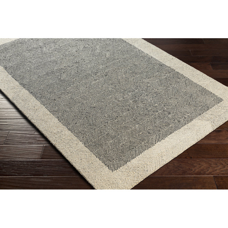 Rafia Handmade Tufted Wool Gray/Taupe Area Rug, Rectangle 8'10" x 12'