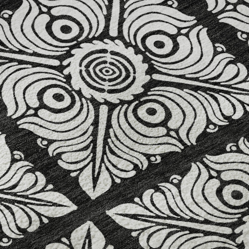 Tapis noir Prisco lavable à la machine de qualité supérieure, Rectangle 10 pi x 14 pi
