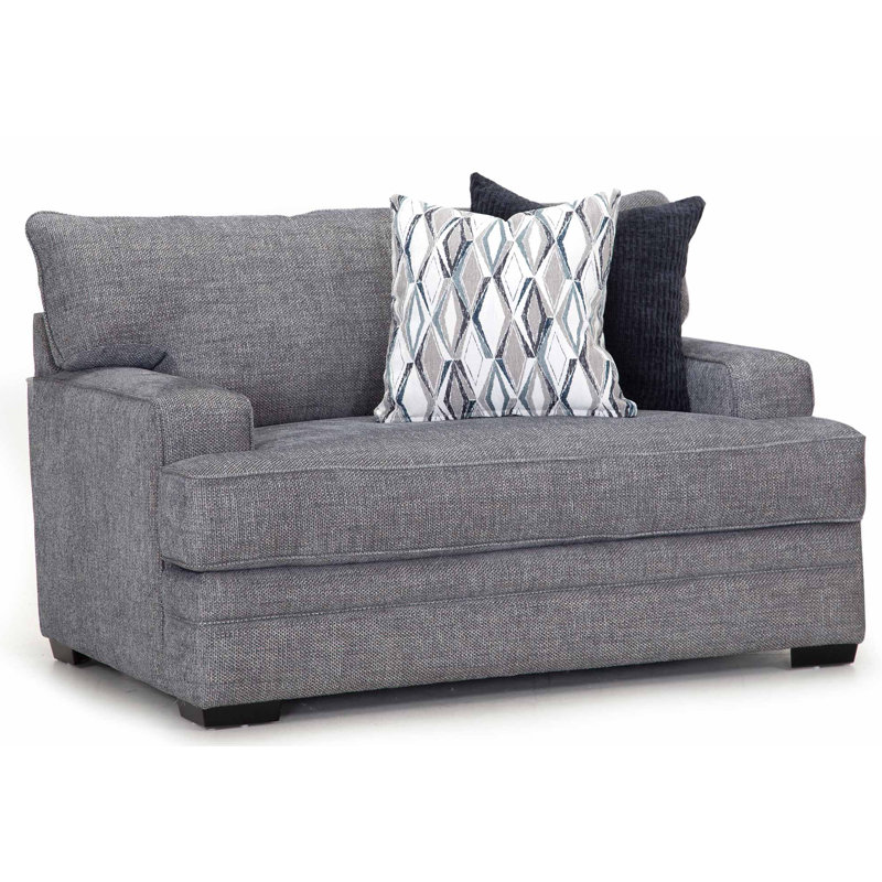 Chaise terrine en polyester de 65,3 po de largeur et demi Terrin, Polyester bleu denim