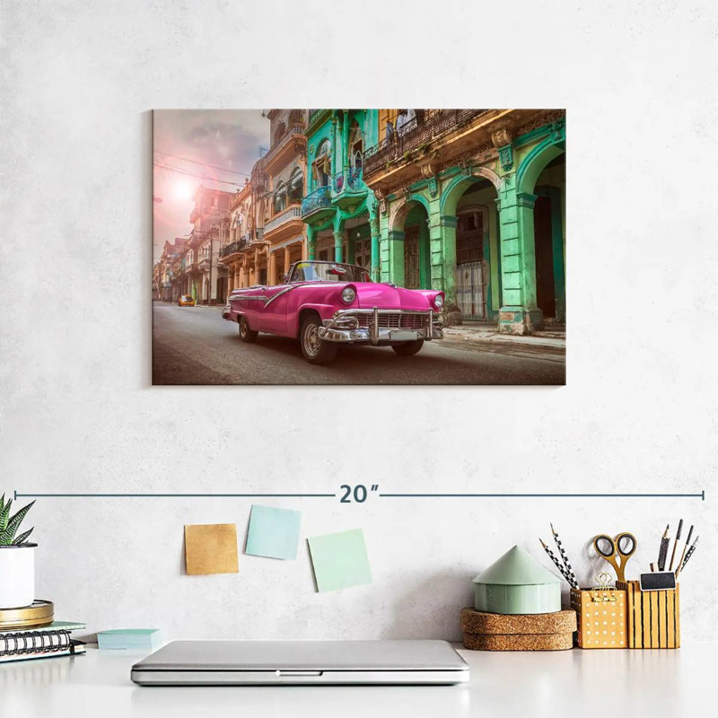 Classic Pink Car, 8" H x 12" W