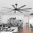 84" Oversized Ceiling Fan with 3CCT LED Light and Remote, 6-Speed Reversible DC Motor, Black/Walnut Blades-329636281