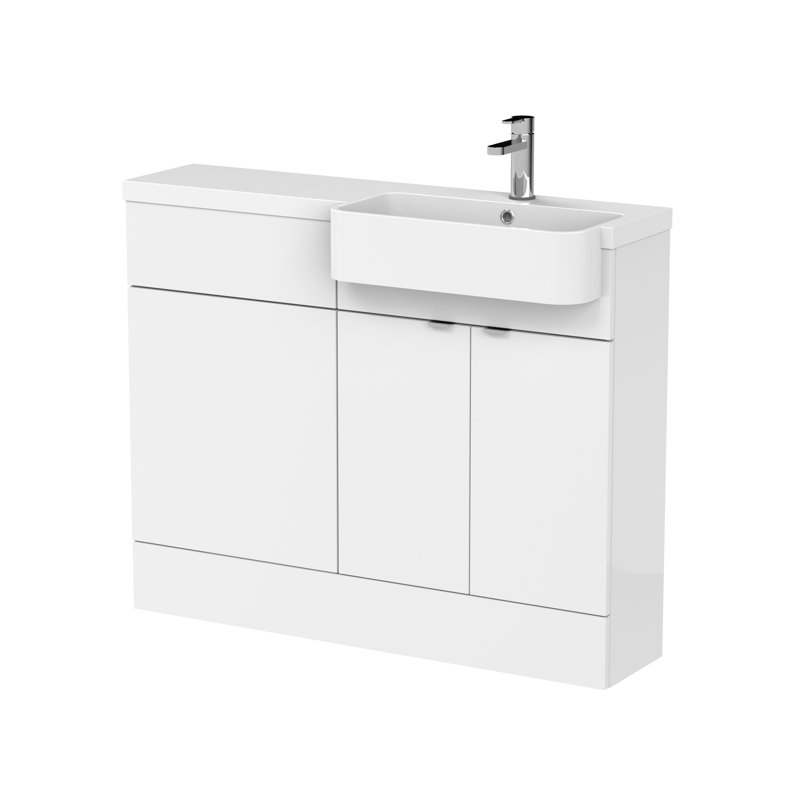 Fusion Single Bathroom Vanity with Integrated Polymarble Basin, Gloss White