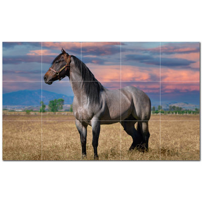 Murale en céramique satinée Horse Photo 8 po x 8 po